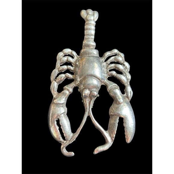 Vtg Sterling Silver MCM Lobster Crustacean Statement Brooch 15.17g 925 - Picture 3 of 8